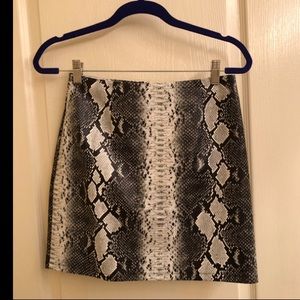 Snake skin mini skirt with zipper up the back